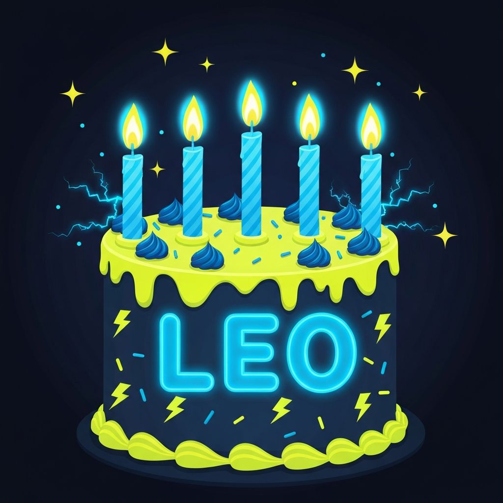 Electric-themed birthday cake with glowing decorations